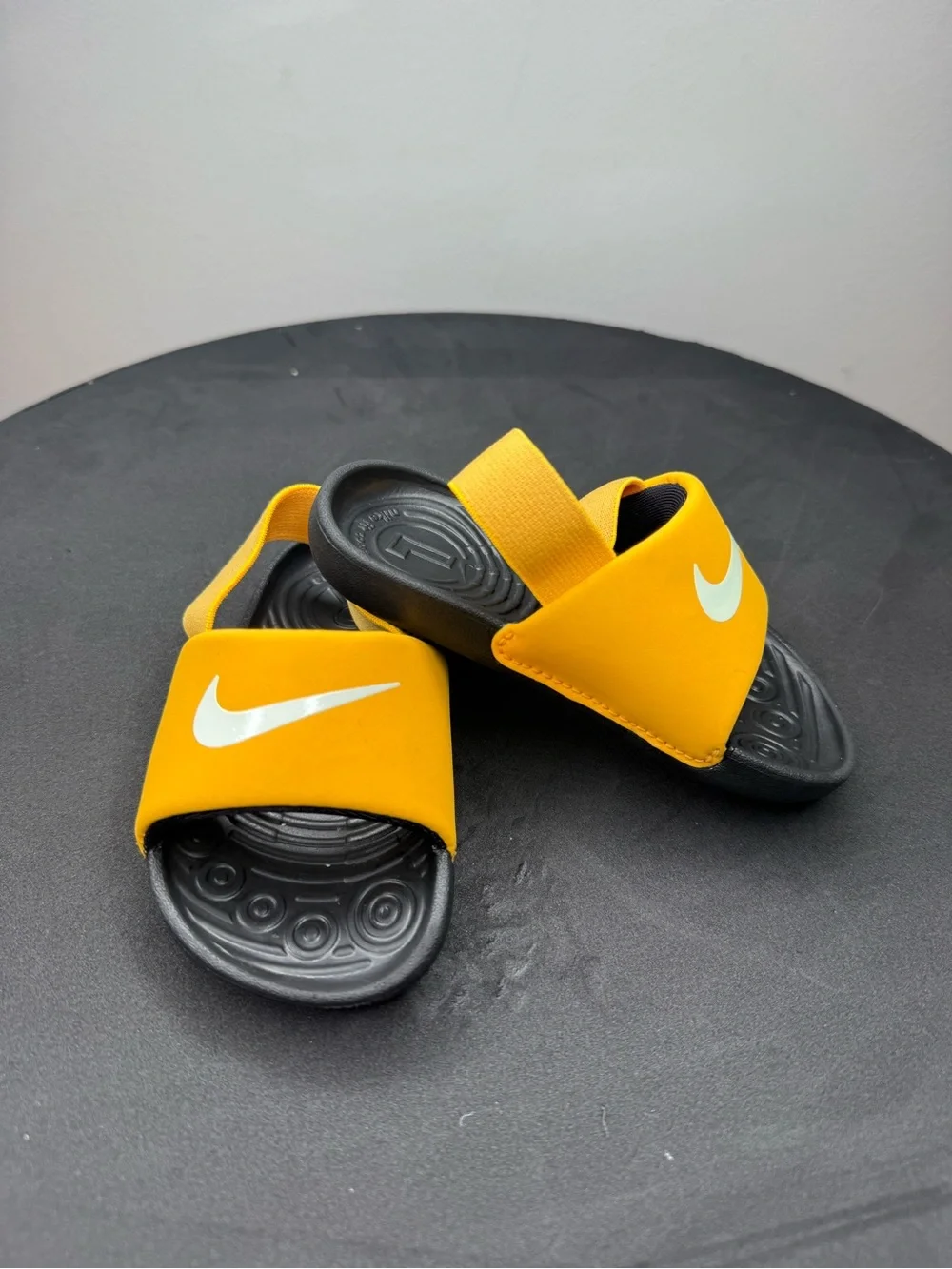 Nike Kids Orange Slide Sandals with White Swoosh